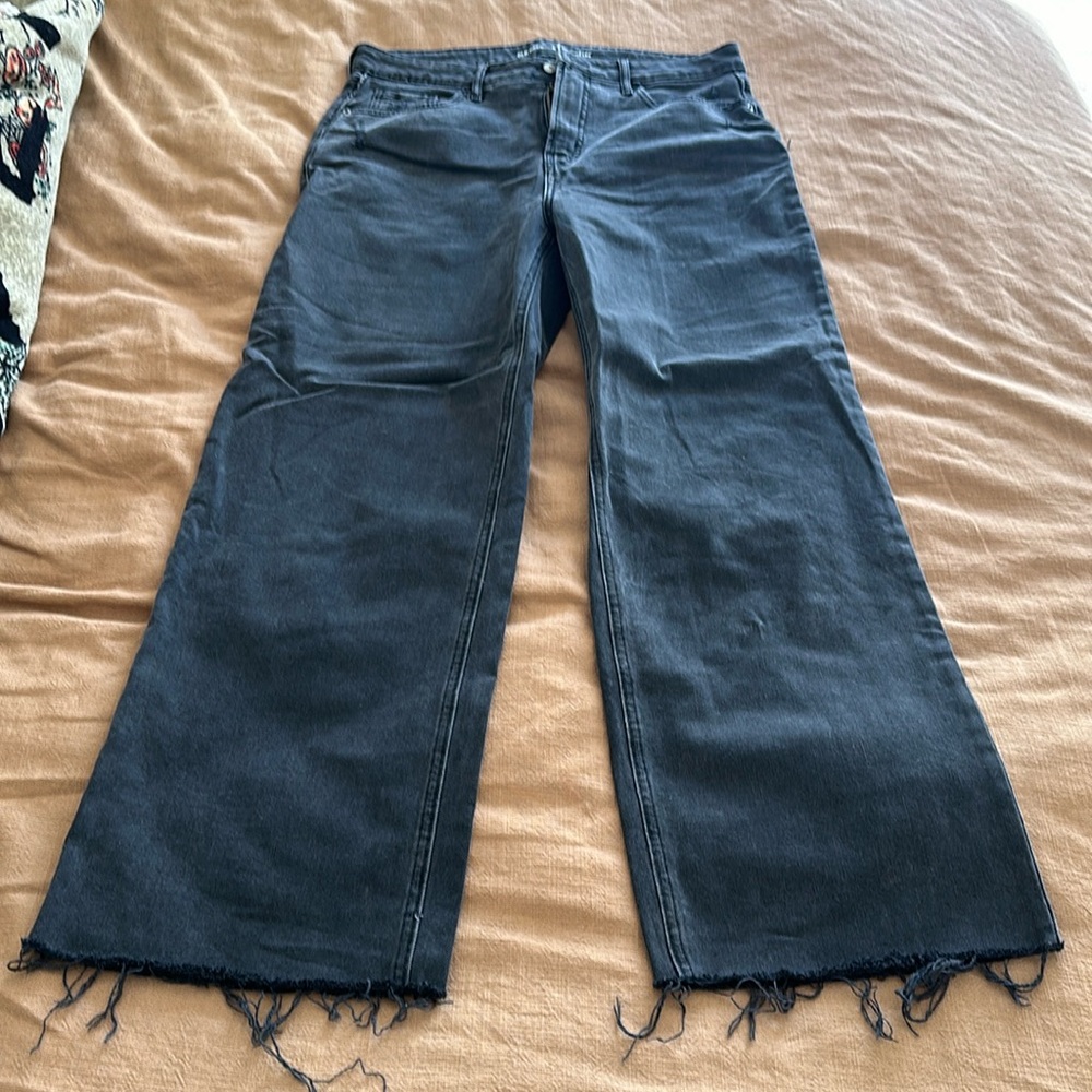 High rise wide leg frayed jeans